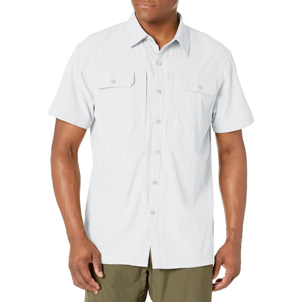 imageLittle Donkey Andy Mens Lightweight Short Sleeve Shirt Quick Dry Stretch Shirt for Hiking Travel UPF50Upgraded White