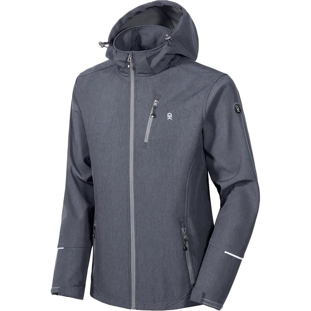 imageLittle Donkey Andy Mens Softshell Jacket Ski Jacket with Removable Hood Fleece LinedBlack Heather