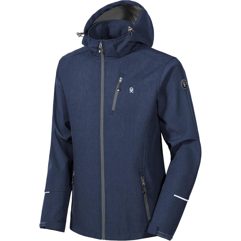 imageLittle Donkey Andy Mens Softshell Jacket Ski Jacket with Removable Hood Fleece LinedBlue Heather