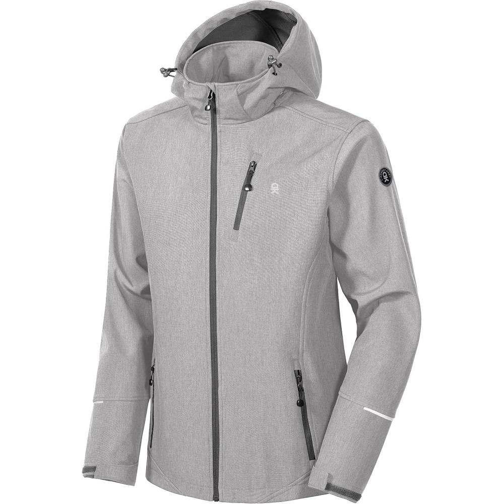 imageLittle Donkey Andy Mens Softshell Jacket Ski Jacket with Removable Hood Fleece LinedChateau Gray Heather