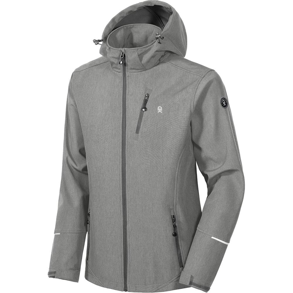 imageLittle Donkey Andy Mens Softshell Jacket Ski Jacket with Removable Hood Fleece LinedSteel Gray Heather