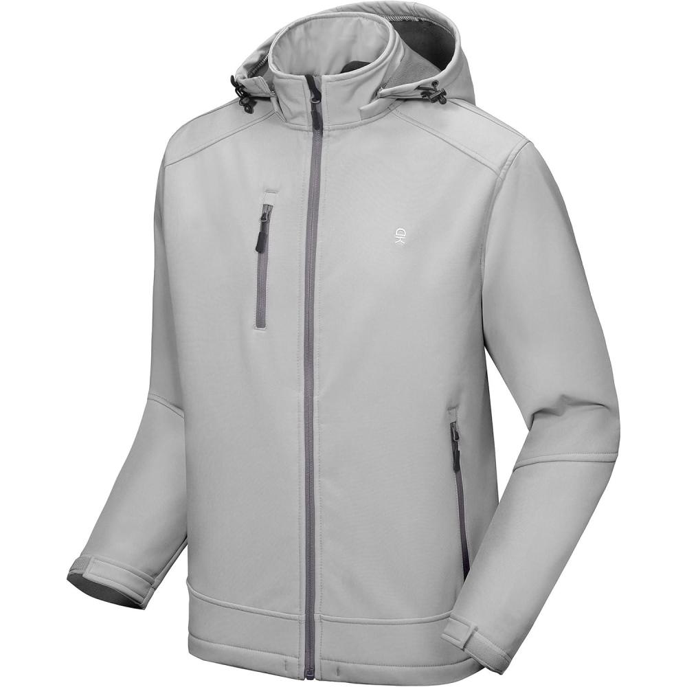 imageLittle Donkey Andy Mens Softshell Jacket with Removable Hood Fleece LinedAlight Gray