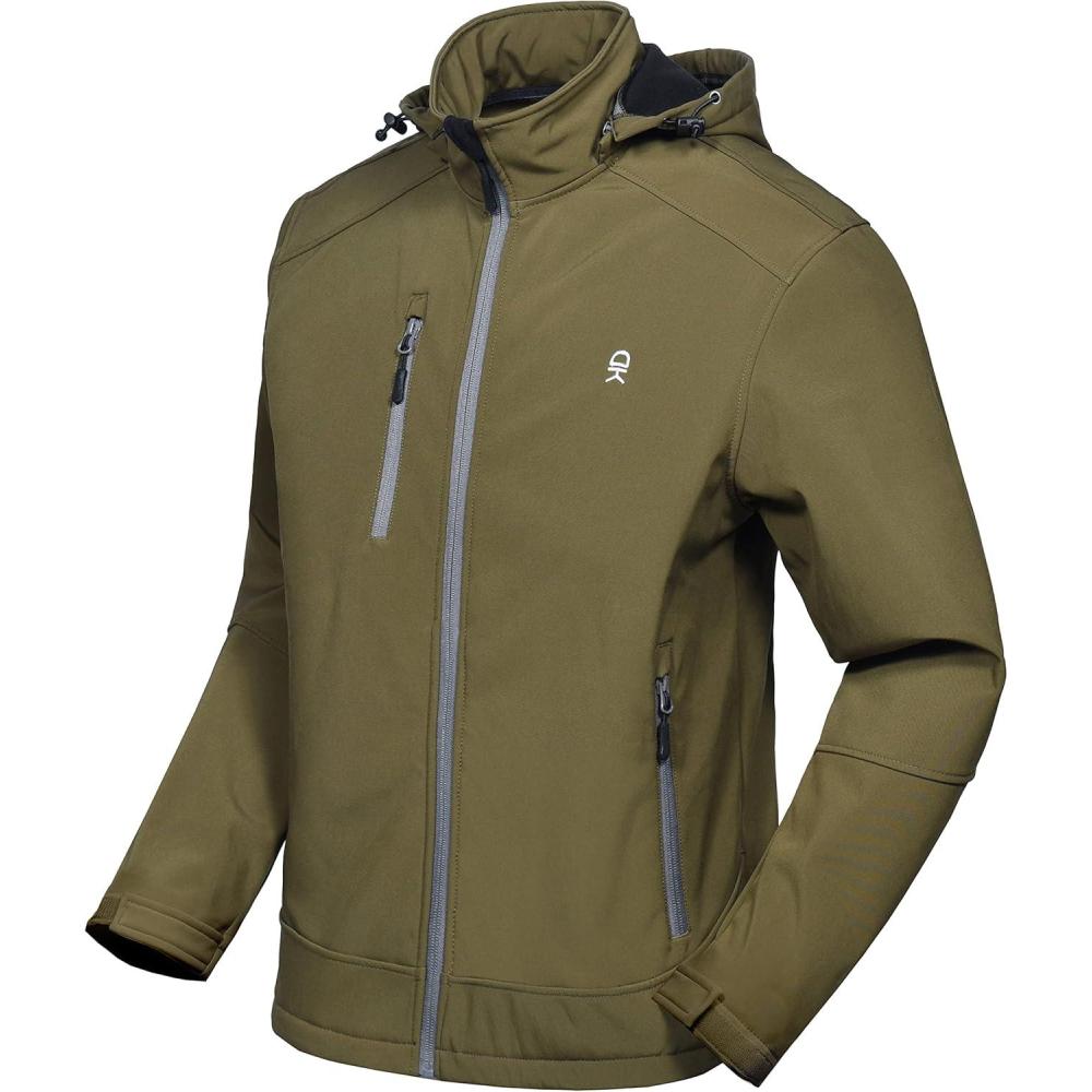 imageLittle Donkey Andy Mens Softshell Jacket with Removable Hood Fleece LinedAolive