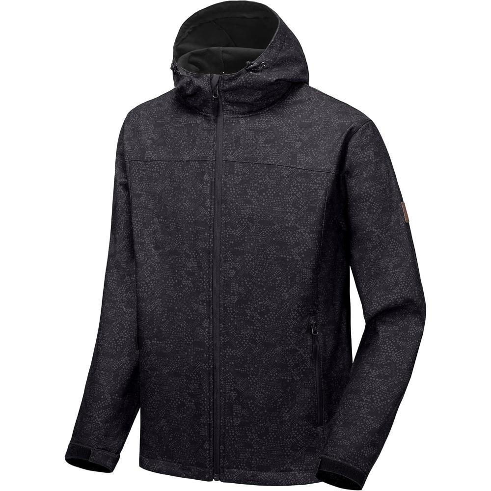 imageLittle Donkey Andy Mens Softshell Jacket with Removable Hood Fleece LinedBblack Floral