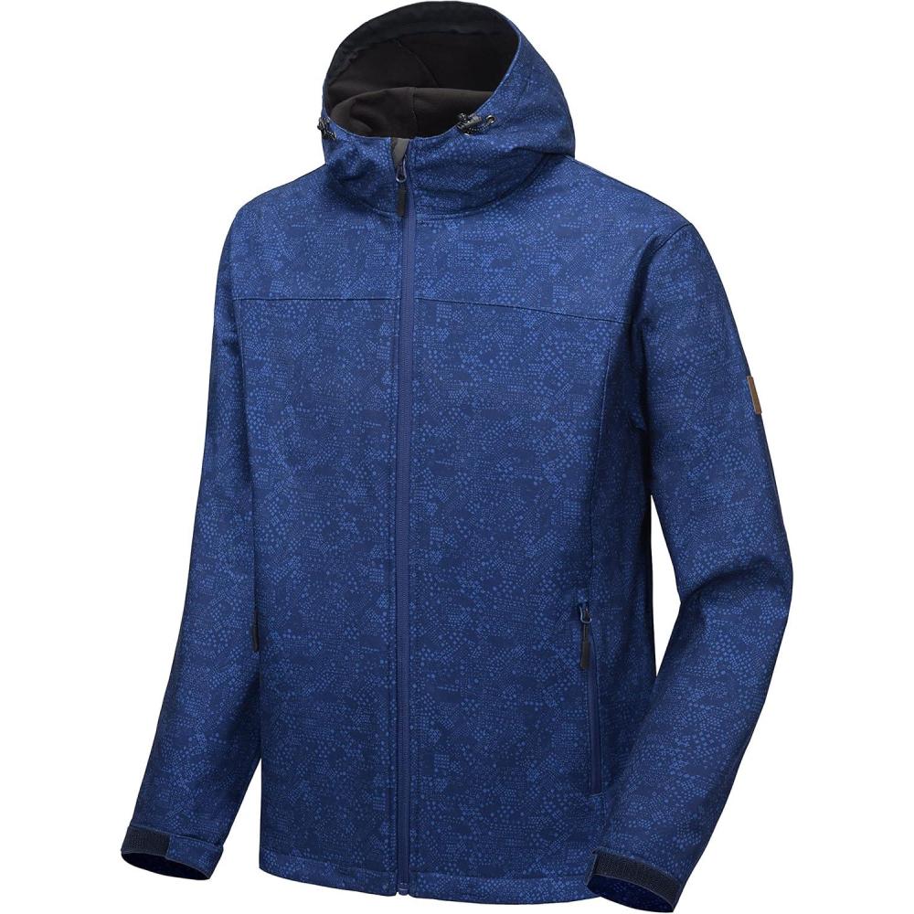 imageLittle Donkey Andy Mens Softshell Jacket with Removable Hood Fleece LinedBblue Floral
