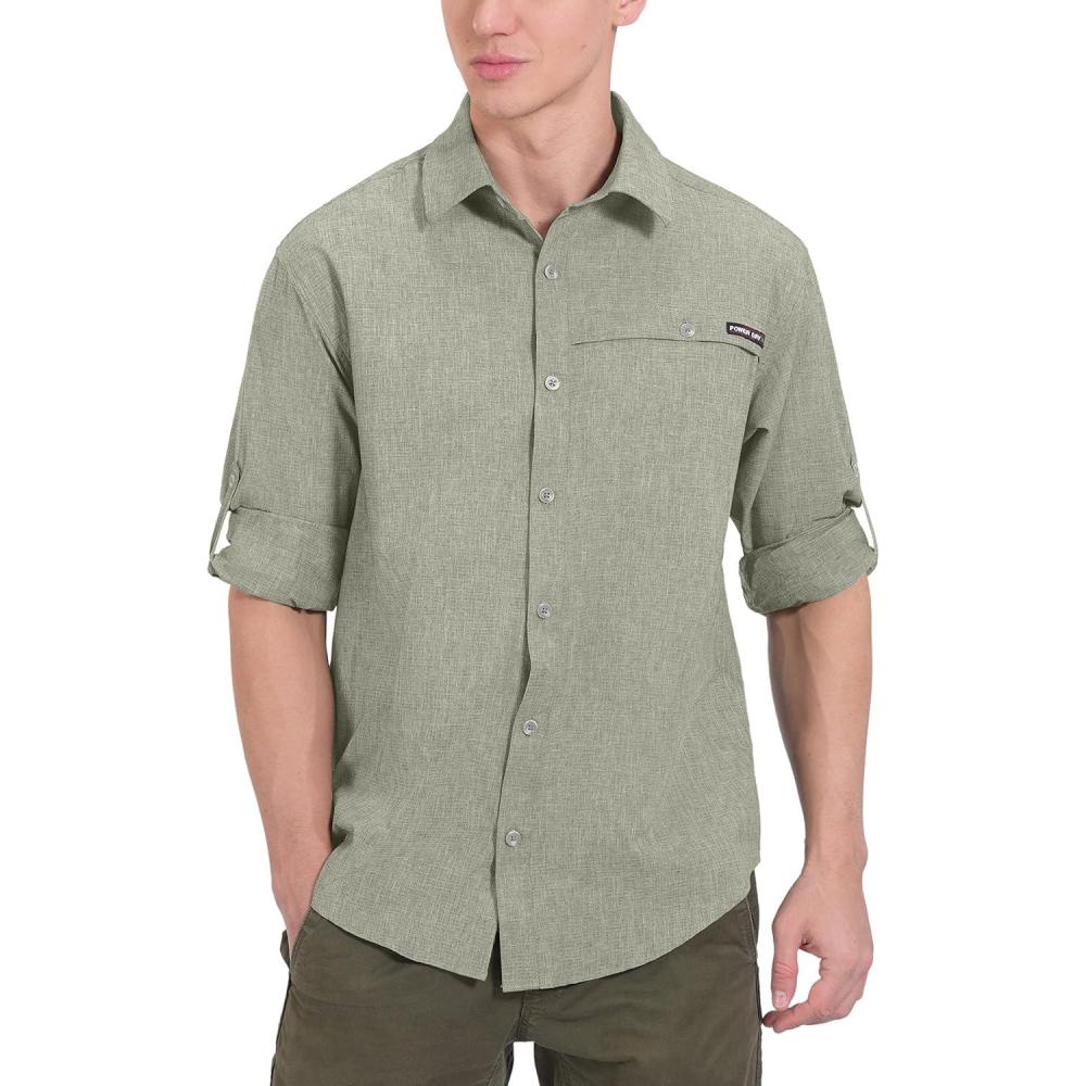 imageLittle Donkey Andy Mens UPF 50 UV Protection Shirt Breathable Long Sleeve Fishing Hiking Shirt AirHoles TechLaurel Oak