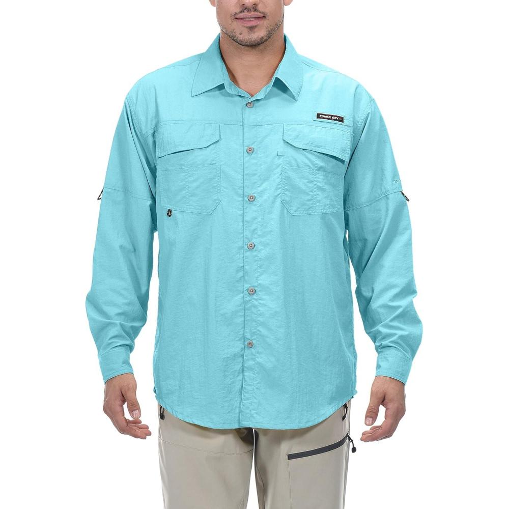 imageLittle Donkey Andy Mens UPF 50 UV Protection Shirt Long Sleeve Fishing Hiking ShirtBlue