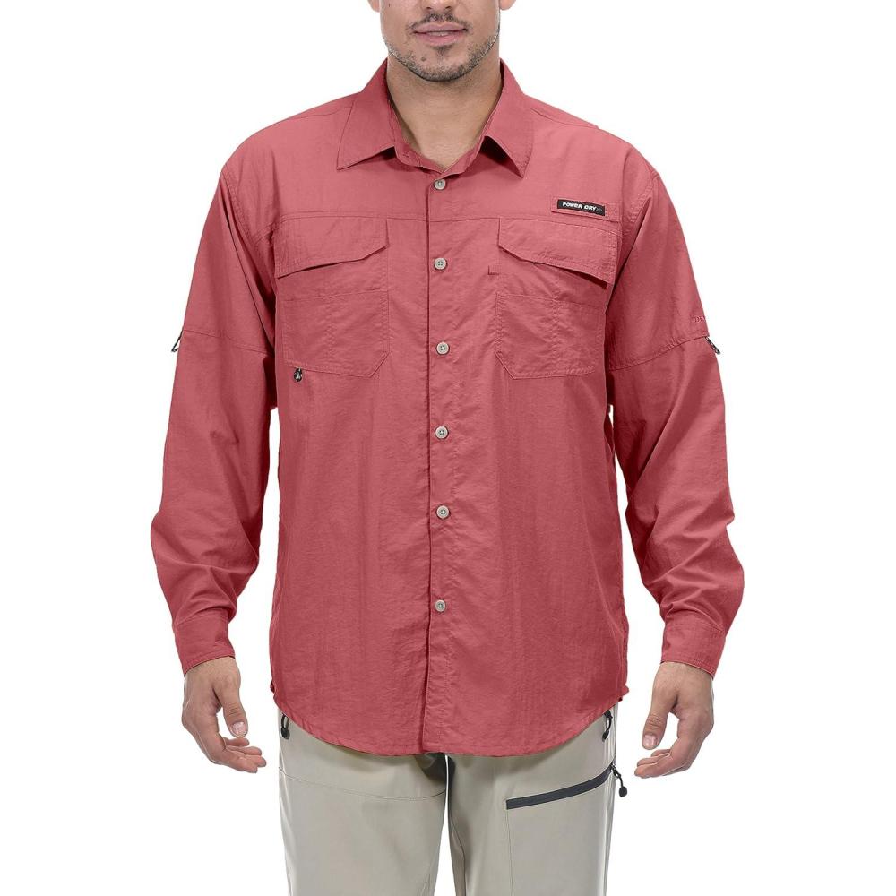 imageLittle Donkey Andy Mens UPF 50 UV Protection Shirt Long Sleeve Fishing Hiking ShirtWatermelon