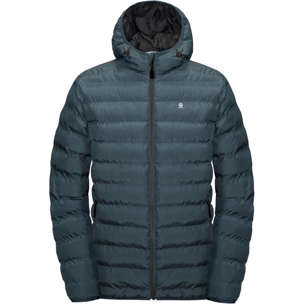 imageLittle Donkey Andy Mens Warm Waterproof Puffer Jacket Hooded Windproof Winter Coat with Recycled InsulationDark Blue Heather
