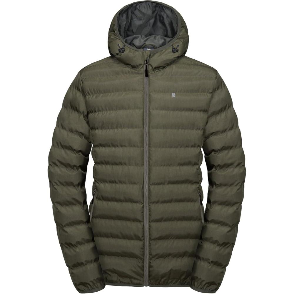 imageLittle Donkey Andy Mens Warm Waterproof Puffer Jacket Hooded Windproof Winter Coat with Recycled InsulationSage Heather