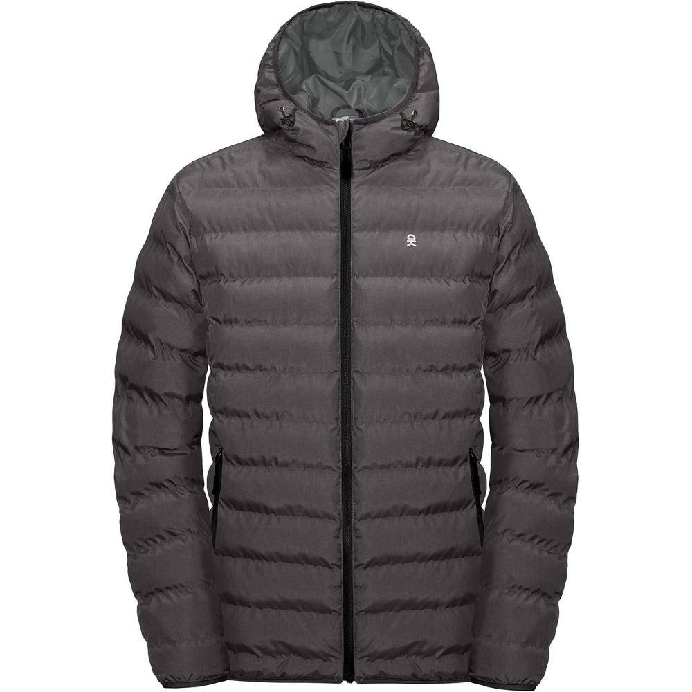 imageLittle Donkey Andy Mens Warm Waterproof Puffer Jacket Hooded Windproof Winter Coat with Recycled InsulationSteel Grey Heather