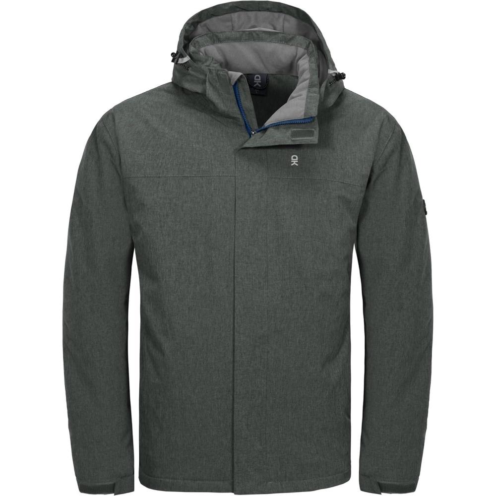 imageLittle Donkey Andy Mens Waterproof Ski Snowboarding Jacket Windproof Warm Coat with Detachable HoodCarbon Heather