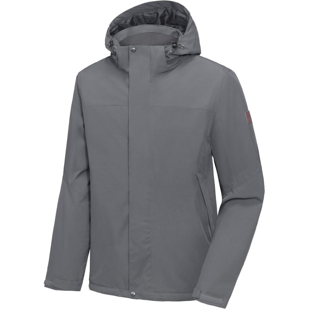 imageLittle Donkey Andy Mens Waterproof Ski Snowboarding Jacket Windproof Warm Coat with Detachable HoodGreypolyesterfill polyster Lining