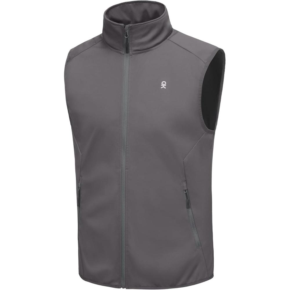 imageLittle Donkey Andy Mens Waterresistant Outerwear Vests Stretch Windproof Vest for Cycling Running GolfBasic Gray