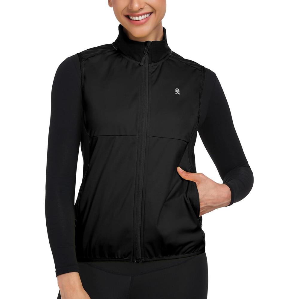 imageLittle Donkey Andy Windproof Sleeveless Vest Jacket for Women WaterRepellent Stretch Sports Vest for Cycling RunningBlack