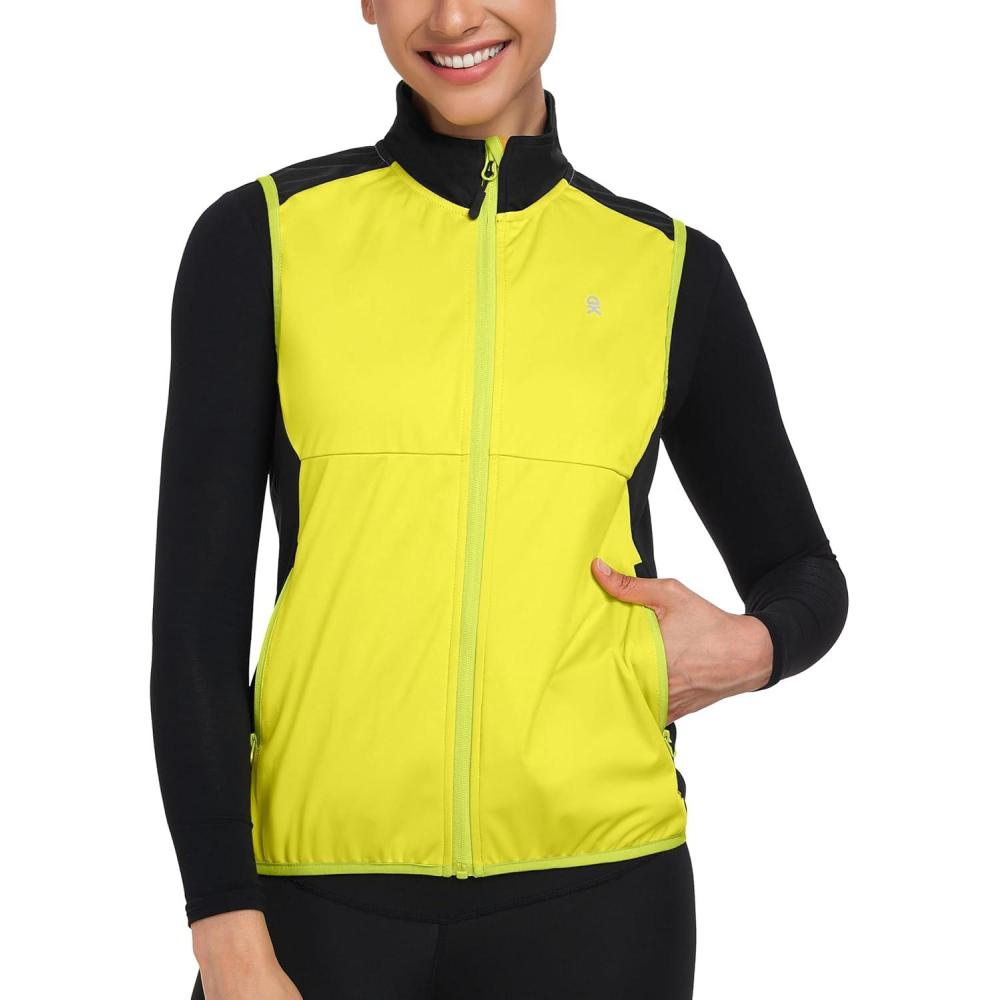imageLittle Donkey Andy Windproof Sleeveless Vest Jacket for Women WaterRepellent Stretch Sports Vest for Cycling RunningFluorescent Yellow