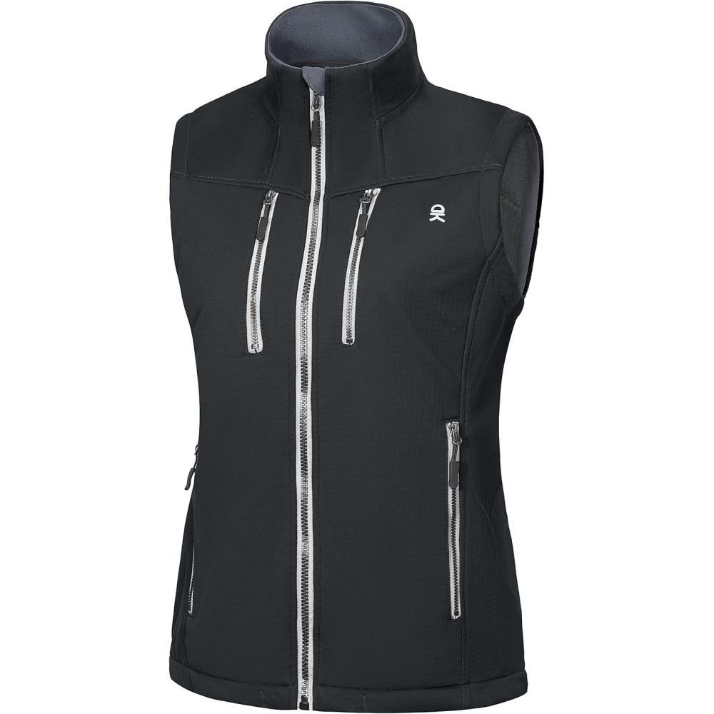 imageLittle Donkey Andy Womens Fleece Lined VestLightweight Softshell Sleeveless Jacket for Running Hiking GolfBlack