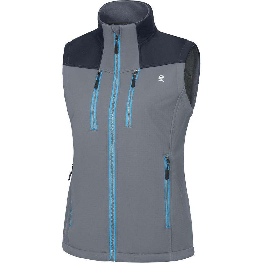 imageLittle Donkey Andy Womens Fleece Lined VestLightweight Softshell Sleeveless Jacket for Running Hiking GolfGray