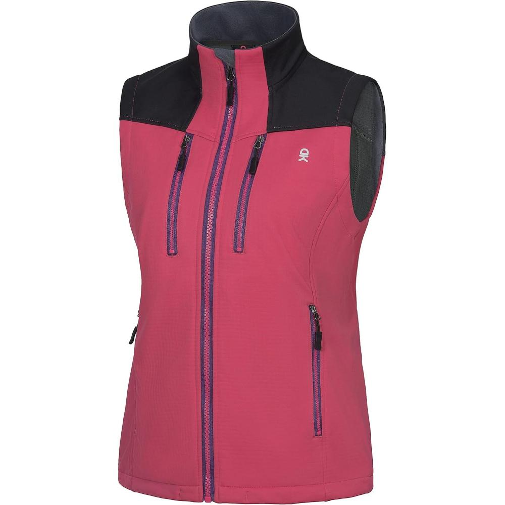 imageLittle Donkey Andy Womens Fleece Lined VestLightweight Softshell Sleeveless Jacket for Running Hiking GolfPink