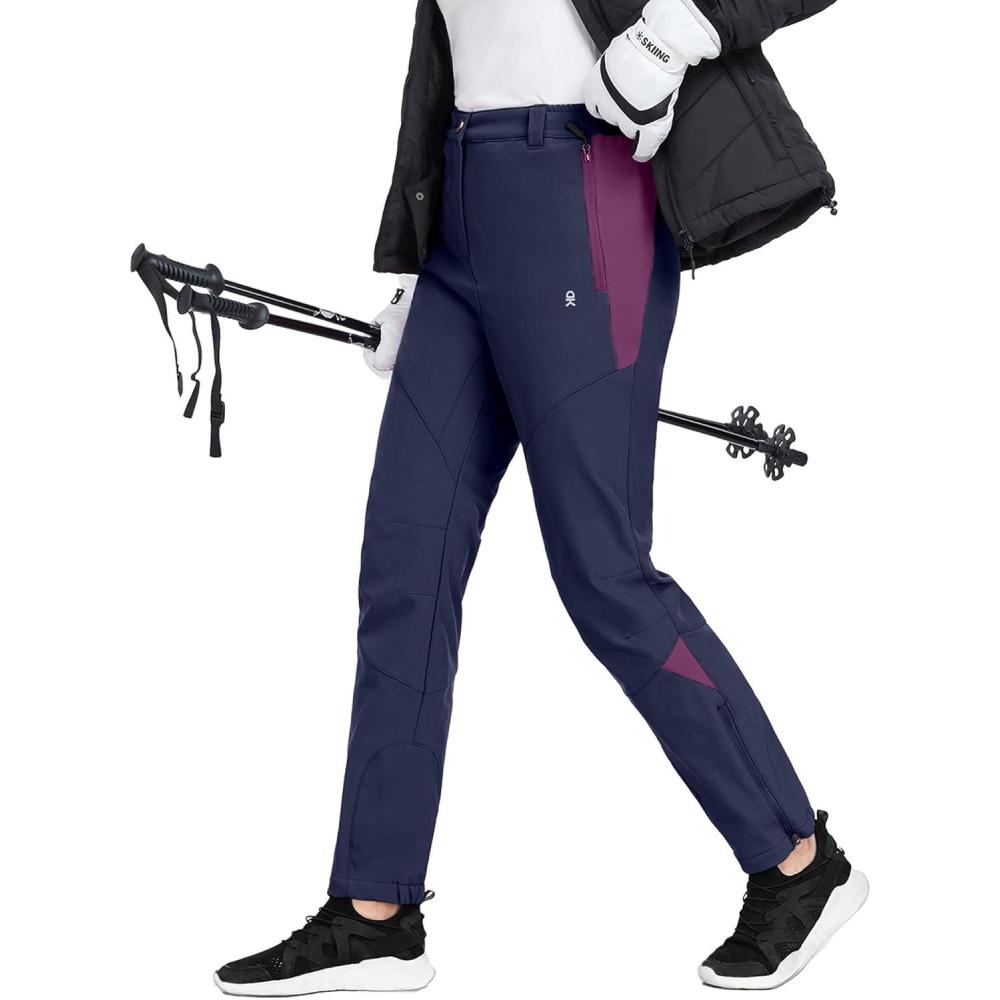 imageLittle Donkey Andy Womens Fleece Lined Waterproof Softshell Pants Hiking Ski Snowboarding PantsAnavy