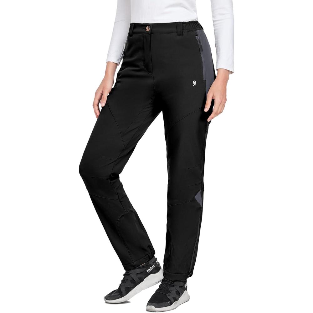 imageLittle Donkey Andy Womens Fleece Lined Waterproof Softshell Pants Hiking Ski Snowboarding PantsBlack