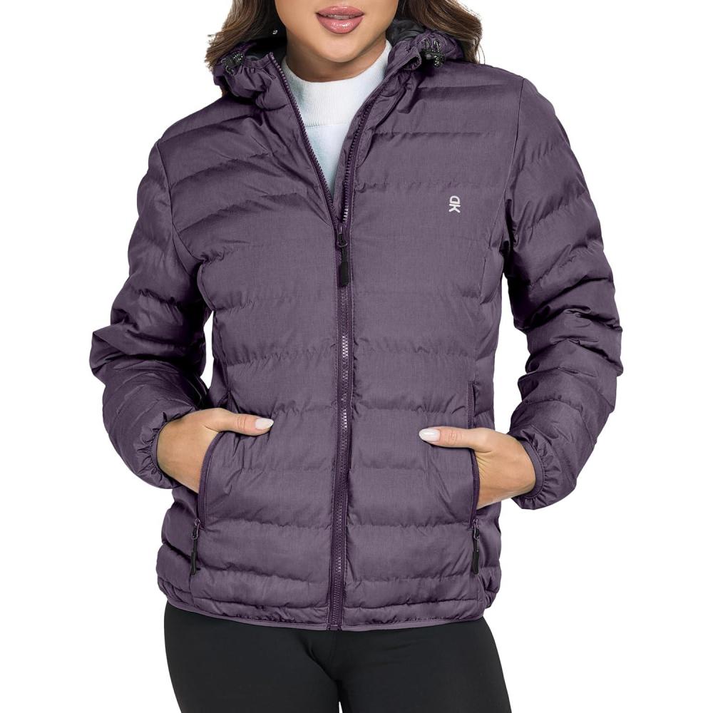 imageLittle Donkey Andy Womens Lightweight Puffer Jacket Hooded Windproof Winter CoatUpgrade Purple Heather