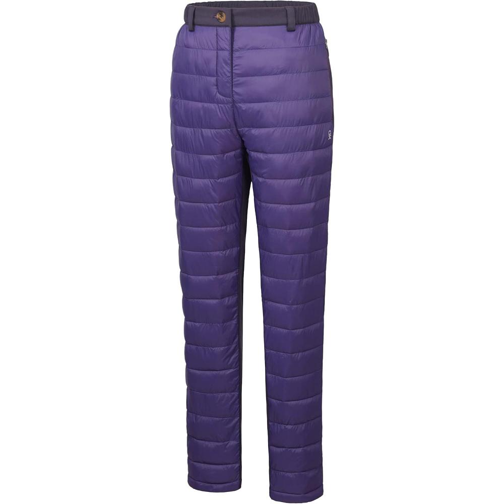 imageLittle Donkey Andy Womens Lightweight Puffy Pants Warm Fleece Lined Insulated Puffer Quilted Pants for Hiking Snow SkiDark Purple