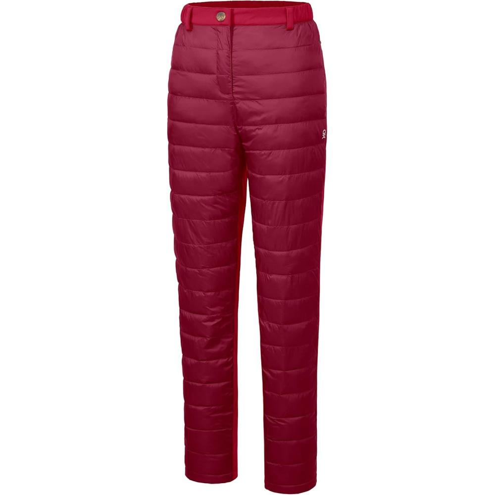 imageLittle Donkey Andy Womens Lightweight Puffy Pants Warm Fleece Lined Insulated Puffer Quilted Pants for Hiking Snow SkiDark Red