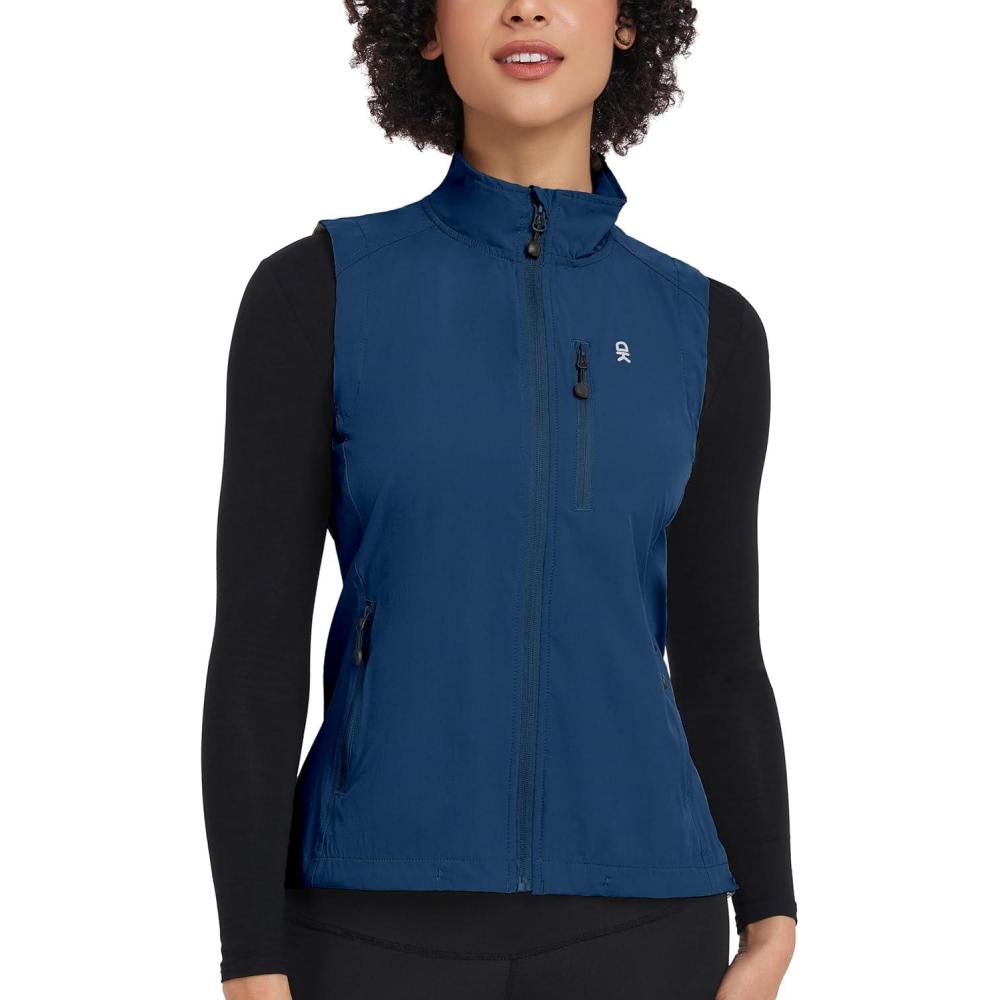 imageLittle Donkey Andy Womens Lightweight Quick Dry Vest Summer Windproof Sleeveless Elastic Jacket for Golfing Cycling RunningBlue