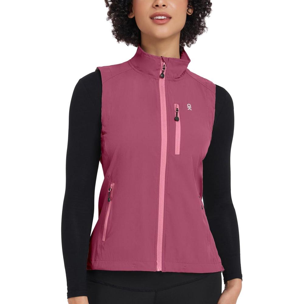 imageLittle Donkey Andy Womens Lightweight Quick Dry Vest Summer Windproof Sleeveless Elastic Jacket for Golfing Cycling RunningRose