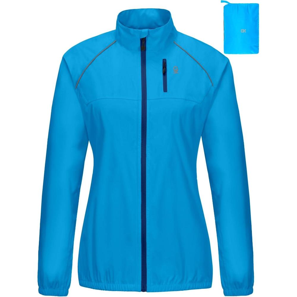 imageLittle Donkey Andy Womens Lightweight Rain Cycling Stretch Jacket with Hood Windproof and Waterproof Ultralight PackableB8upgradediva Blue