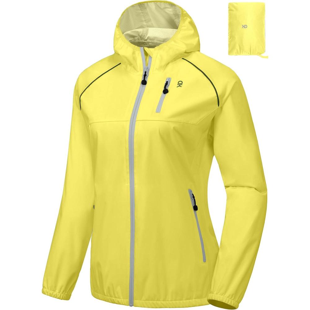 imageLittle Donkey Andy Womens Lightweight Rain Cycling Stretch Jacket with Hood Windproof and Waterproof Ultralight PackableUpgrade Hoodlemon