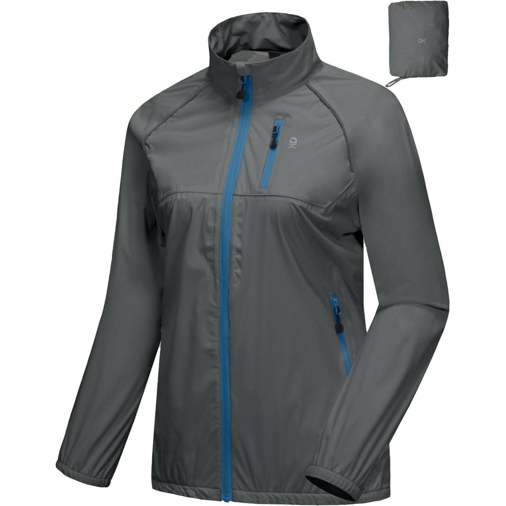 imageLittle Donkey Andy Womens Lightweight Rain Cycling Stretch Jacket with Hood Windproof and Waterproof Ultralight PackableUpgrade Pocketgray