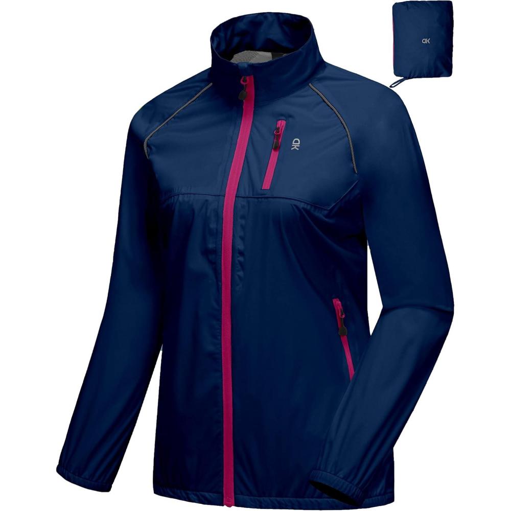 imageLittle Donkey Andy Womens Lightweight Rain Cycling Stretch Jacket with Hood Windproof and Waterproof Ultralight PackableUpgrade Pocketnavy