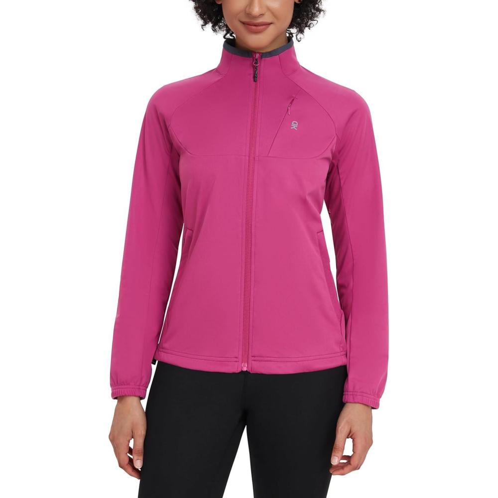 imageLittle Donkey Andy Womens Lightweight Softshell Jacket for Running Cycling Water Repellent Windbreaker with Zipper PocketsRose