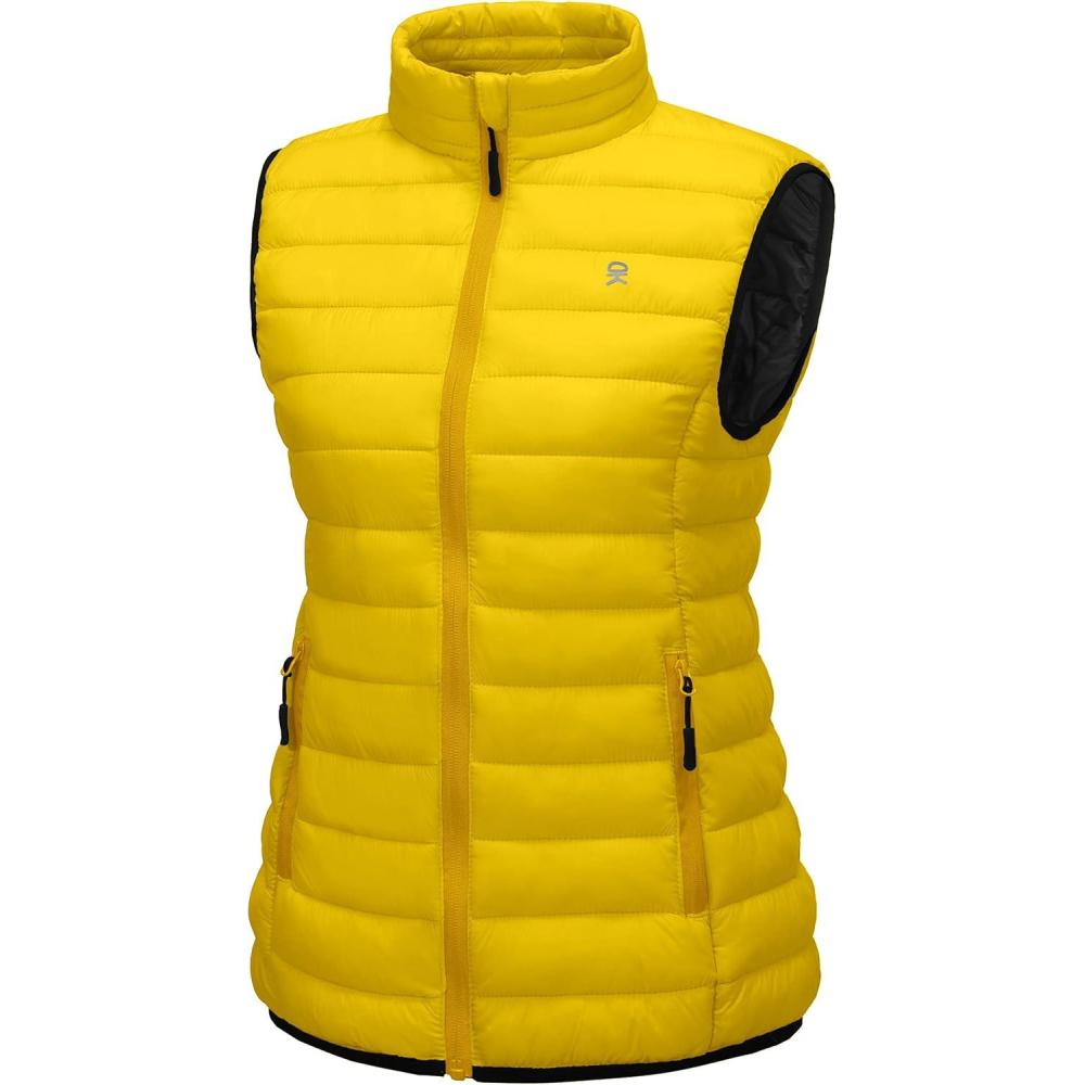 imageLittle Donkey Andy Womens Lightweight Warm Puffer Golf Vest Thermal Winter Sleeveless Jacket for Hiking Travel CasualA6 Cyber Yellow