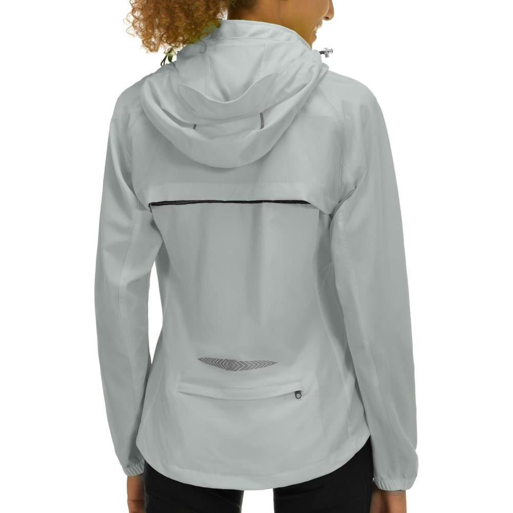 imageLittle Donkey Andy Womens Lightweight Waterproof Cycling Jacket with Removable Sleeves ampamp Hood for Biking Running GolfLight Gray
