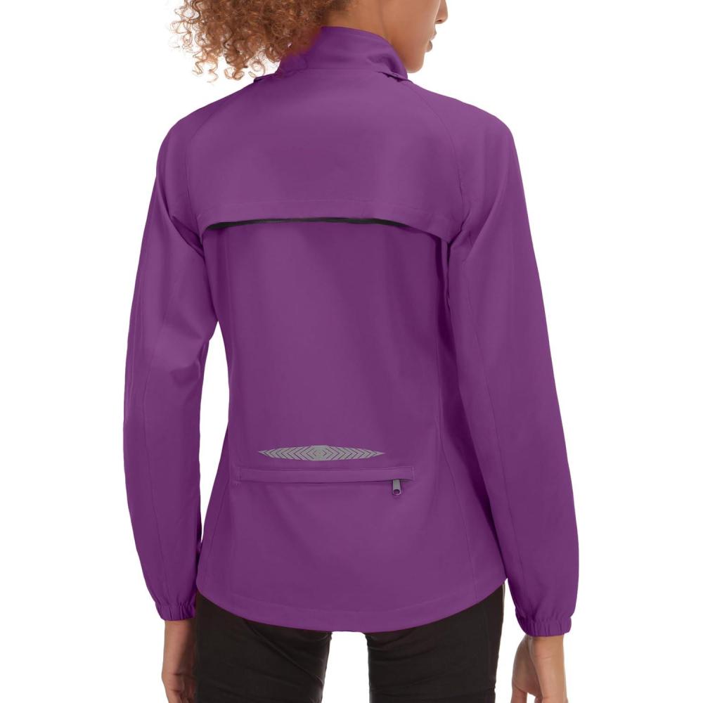 imageLittle Donkey Andy Womens Lightweight Waterproof Cycling Jacket with Removable Sleeves for Biking Running GolfPurple