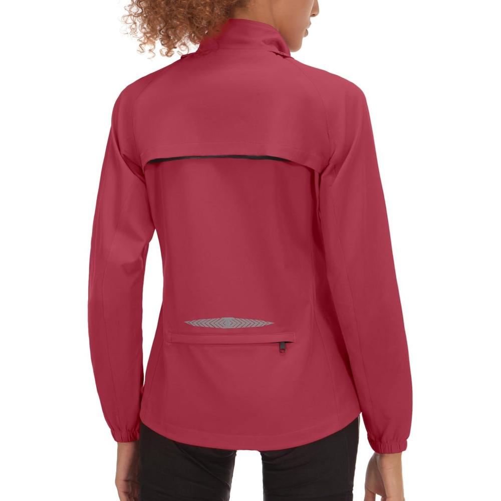 imageLittle Donkey Andy Womens Lightweight Waterproof Cycling Jacket with Removable Sleeves for Biking Running GolfRed