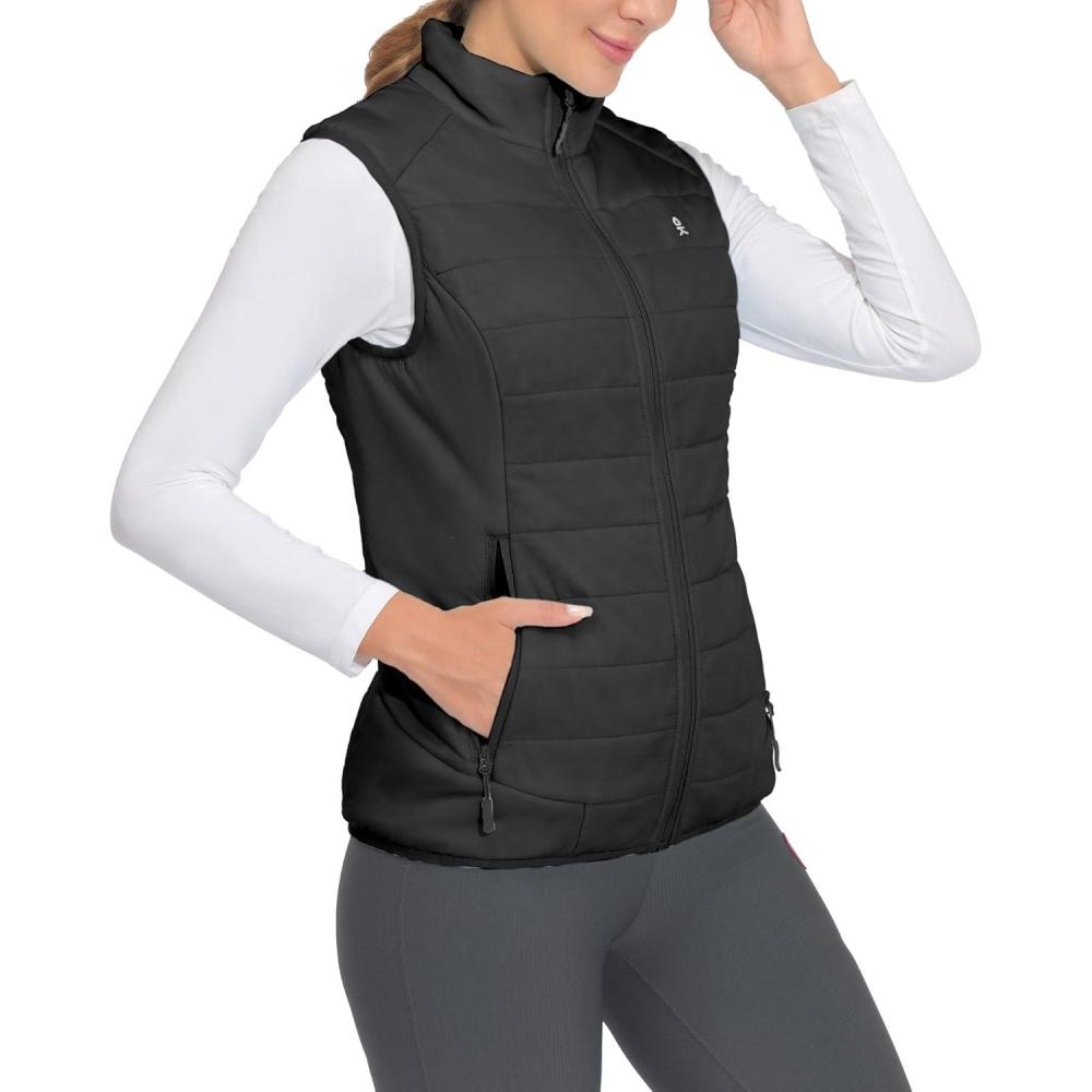 imageLittle Donkey Andy Womens Packable Lightweight Puffer Vest with Recycled Insulation for Running HikingBlack