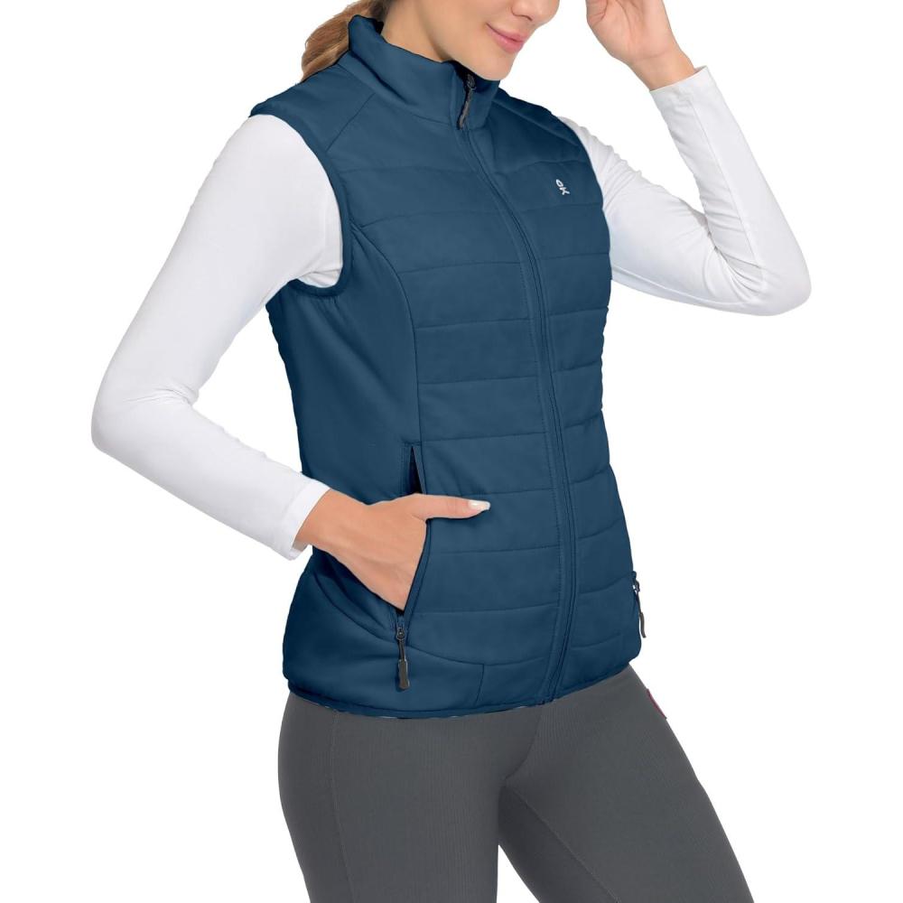 imageLittle Donkey Andy Womens Packable Lightweight Puffer Vest with Recycled Insulation for Running HikingBluesteel