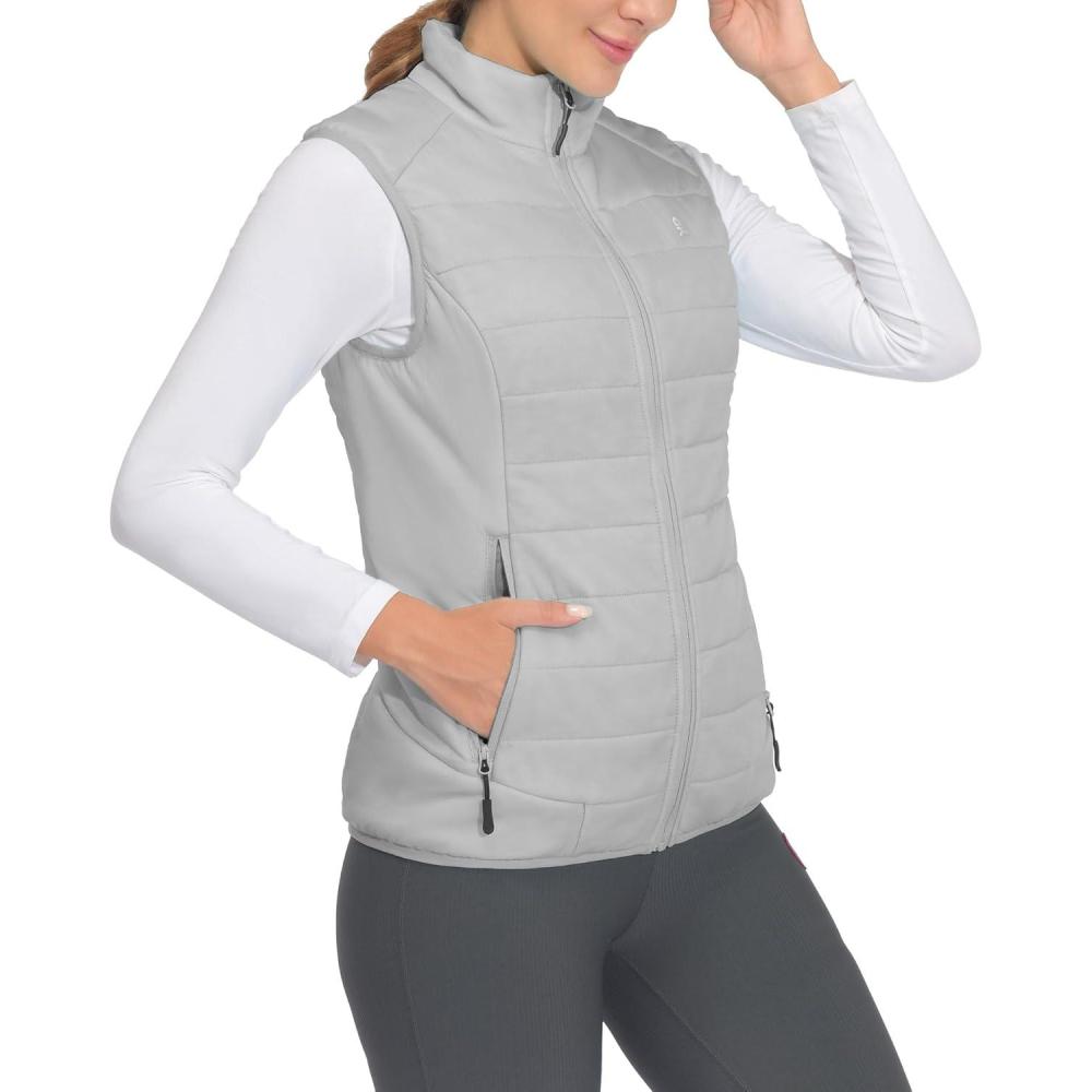 imageLittle Donkey Andy Womens Packable Lightweight Puffer Vest with Recycled Insulation for Running HikingGray