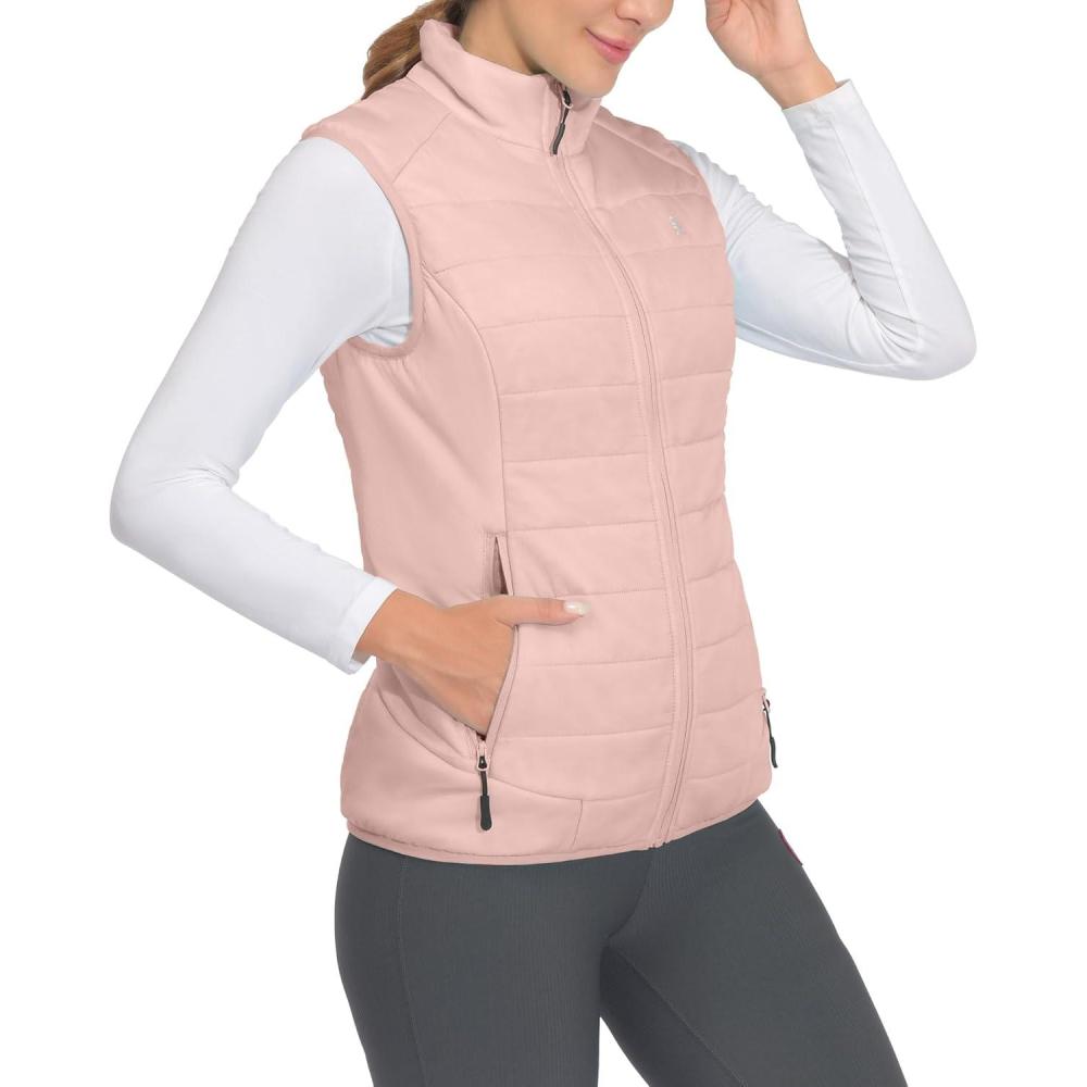 imageLittle Donkey Andy Womens Packable Lightweight Puffer Vest with Recycled Insulation for Running HikingSoft Pink