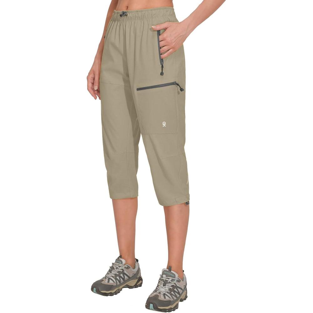 imageLittle Donkey Andy Womens Quick Dry 34 Pants Capri Shorts Lightweight Hiking Travel CasualA04 Khaki
