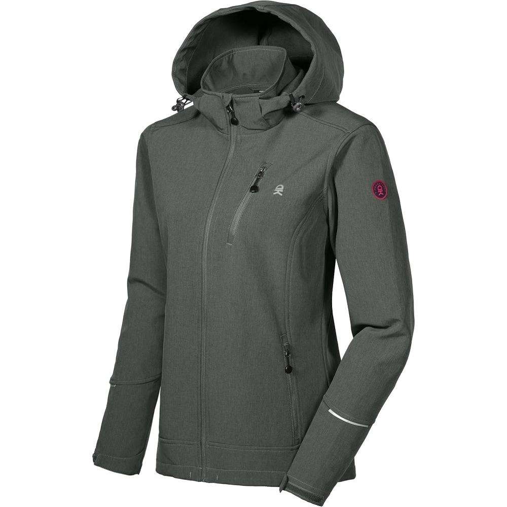 imageLittle Donkey Andy Womens Softshell Jacket Ski Jacket with Removable Hood Fleece LinedCharcoal Heather