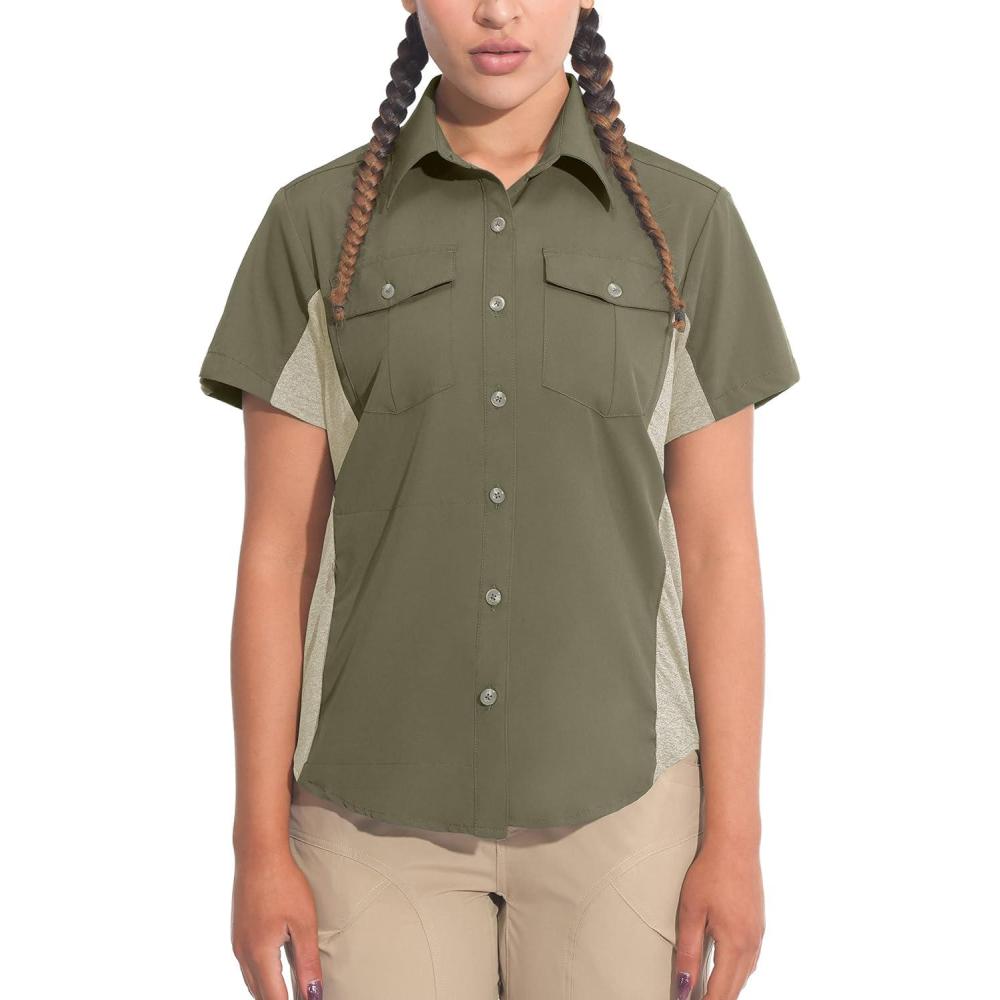 imageLittle Donkey Andy Womens Stretch Quick Dry UPF50 Short Sleeve Shirt for Hiking Travel CampingSage