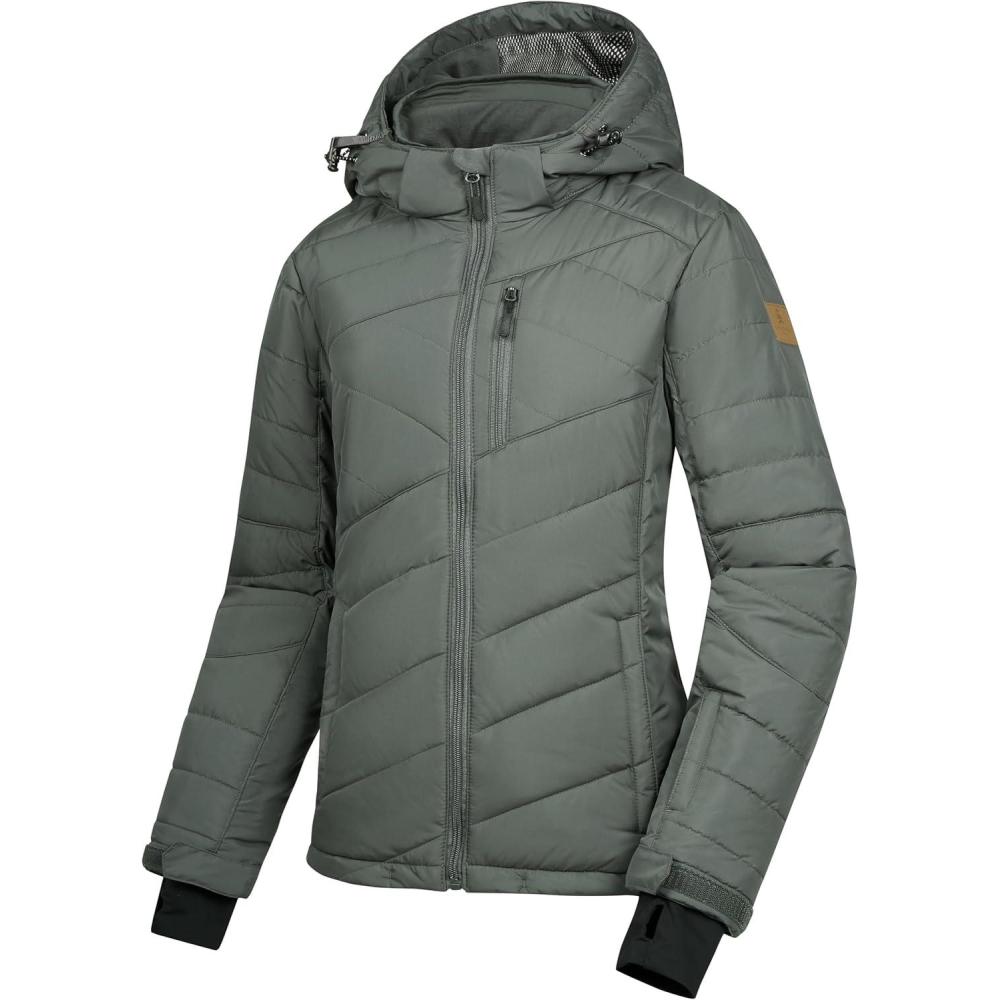 imageLittle Donkey Andy Womens Warm Ski Jacket Water Resistant Insulated Snowboarding Jacket Windproof Winter Snow CoatIron Gray