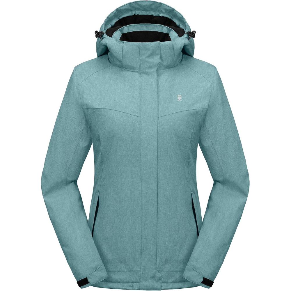 imageLittle Donkey Andy Womens Waterproof Hiking Skiing Jacket with Removable Hood Fleece Lined Winter Warm Rain CoatBlue Heather