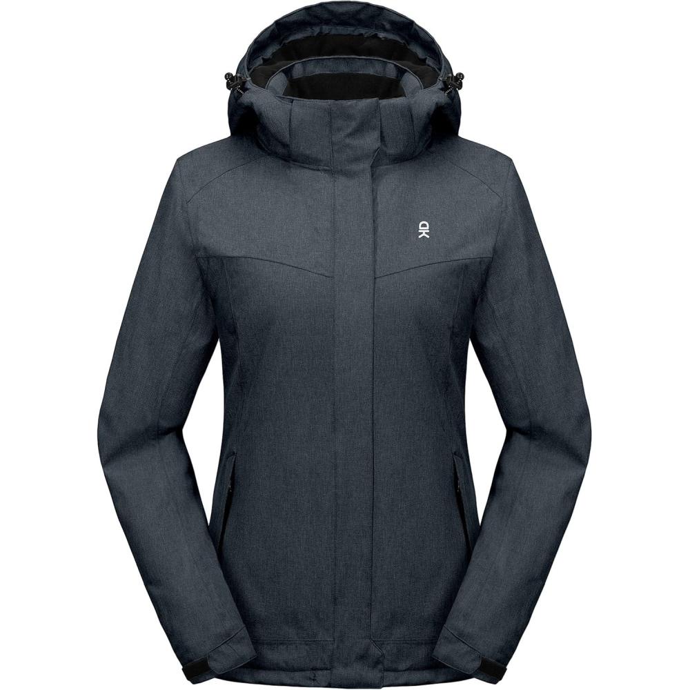 imageLittle Donkey Andy Womens Waterproof Hiking Skiing Jacket with Removable Hood Fleece Lined Winter Warm Rain CoatIndia Ink