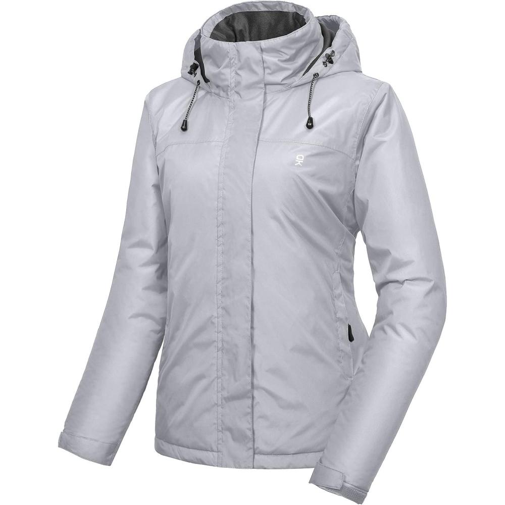 imageLittle Donkey Andy Womens Waterproof Ski Snowboarding Jacket Windproof Warm Coat with Detachable HoodA3light Gray